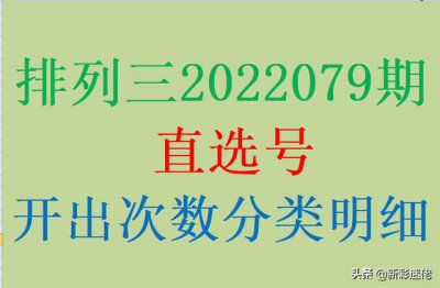 ​排列三069期历史同期（排列三079期开出次数分类数据分享）