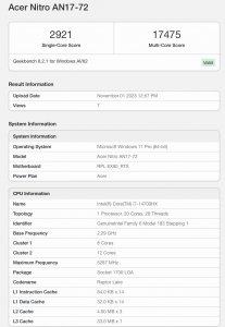 ​英特尔 i7-14700HX 移动处理器参数曝光：8 大核 + 12 小核