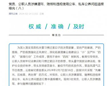 ​连续8天，20名公职人员被公开通报