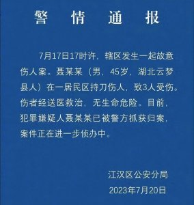 ​突发！武汉凶杀案：一男子把一家三口砍伤，知情者曝内幕