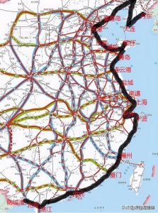 ​国家规划的高铁干线（350时速的沿海高铁即将连通）