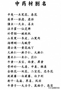 ​中药的别名汇总，解决大部分看不懂的药方！