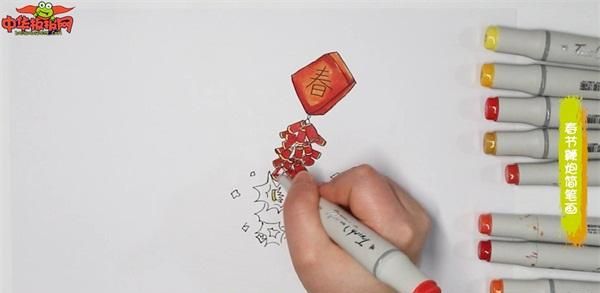 春节鞭炮简笔画,儿童放鞭炮简笔画?图4