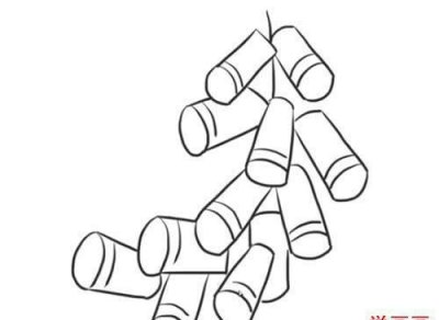 ​春节鞭炮简笔画，儿童放鞭炮简笔画？