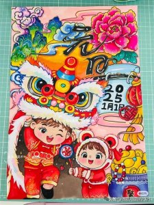 ​庆元旦迎新年～精选61张创意美术范画+手抄报，为孩子收藏起来！