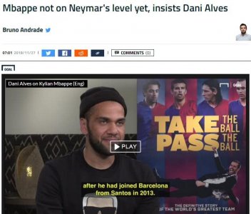 ​姆巴佩和内马尔孰强孰弱？巴黎队友给出答案，他会是历史级的球星